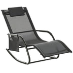 Schaukelstuhl Schwingsessel Gartenstuh Schaukelliege Metall Mesh Schwarz+Hellgrau 150 x 62 x 88 cm