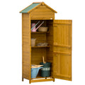 Wooden Garden Storage Shed Utility Gardener Cabinet w/ 3 Shelves and 2 Door, 191.5cm x 79cm x 49cm, Natural wood effect