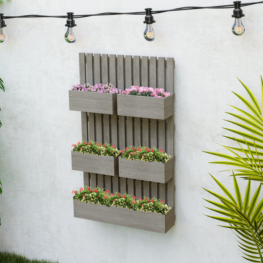 Hochbeet Holz, verstellbar Pflanzbeet mit Rankgitter Frühbeet Gartenbeet 60x16x100cm Grau