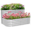 Hochbeet aus Metall, 2 Etagen, witterungsfest, offener Boden, 120 x 90 x 30cm, Farbe: Silber