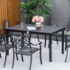 Gartentisch für 6 Personen Esstisch Aluminiumtisch Gartenmöbel Loungemöbel pflegeleicht Kunststoff Schwarz 140 x 90 x 74 cm