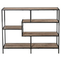 Standregal, Bücherregal Lagerregal Industrieller Stil, Aktenregal, Küchenregal, P2 Spanplatte, Metall, Schwarz+helle Eiche, 120 x 32 x 95 cm