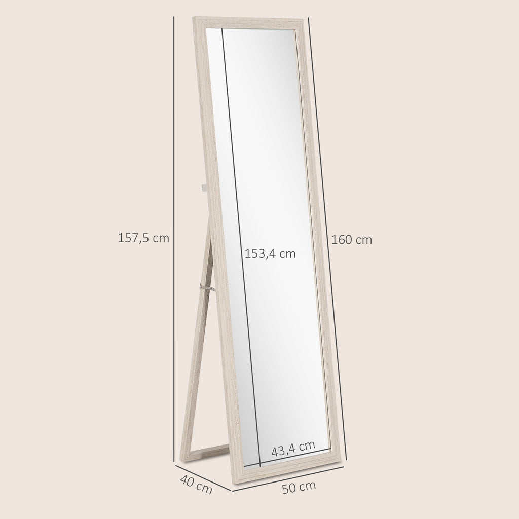 160 x 50 cm Ganzk?rperspiegel, vielseitig verwendbar, rechteckiges Design mit Rahmen, Wei?