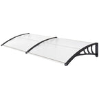 Front Door Canopy Outdoor Awning Aluminium Rigid Plastic Polycarbonate Rain Shelter UV Water Rain Resistant 75 x 195 cm White