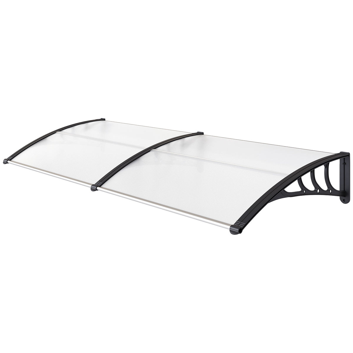 Front Door Canopy Outdoor Awning Aluminium Rigid Plastic Polycarbonate Rain Shelter UV Water Rain Resistant 75 x 195 cm White