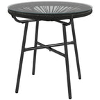 Gartentisch Boho-Stil Outdoor Beistelltisch, PE-Rattan, geh?rtetes Glas, wetterbest?ndig, 50?cm x 50?cm x 50?cm, Schwarz