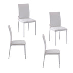 Esszimmerstühle im 4er-Set, Küchenstuhl mit Rückenlehne, Kunstleder, Wohnzimmerstuhl mit Fußpolster, Stühle, Polsterstuhl mit Metallbeinen für Esstisch, Weiß