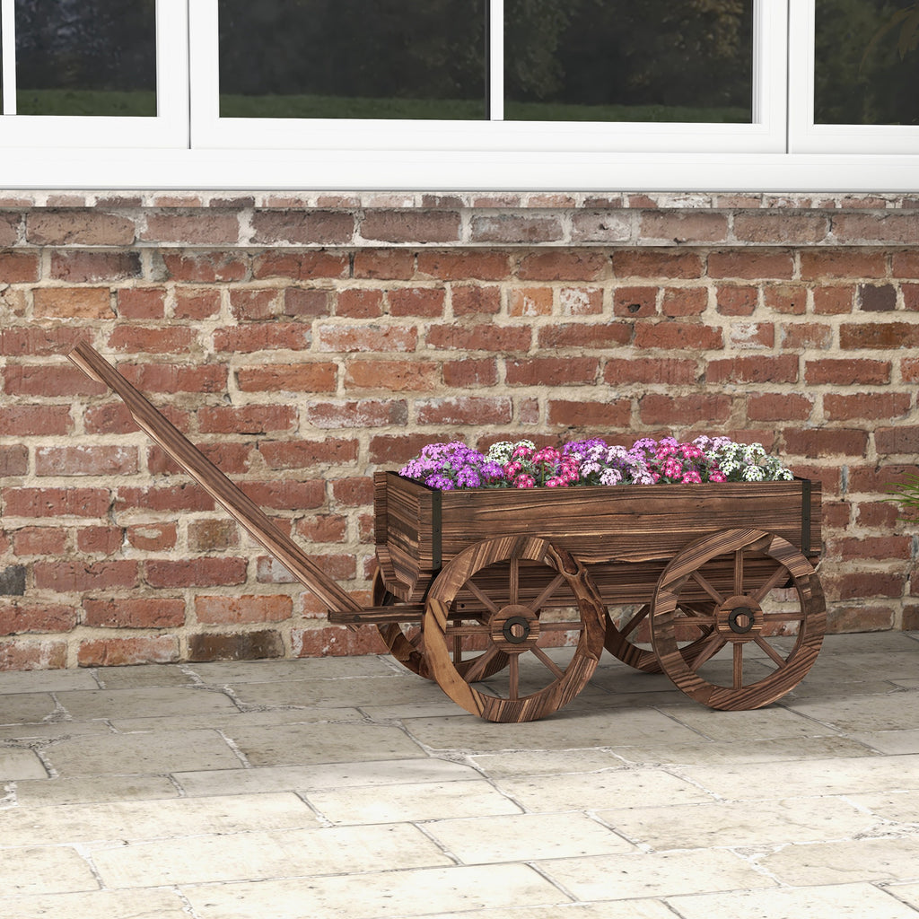 Pflanzen-Schubkarre Hochbeet aus Holz, wetterbest?ndig, 120 x 41 x 50 cm, Braun