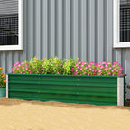 Stahl-Hochbeet, 3 separate Pflanzbereiche, offener Boden, einfacher Aufbau, 183 x 47 x 40cm, Gr¨¹n