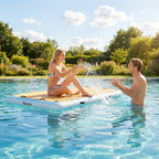 Aufblasbares Dock Schwimmdock 2,4x1,8m Aufblasbar Schwimmende Plattform 4-6 Personen mit Rutschfest Oberfläche Leiter