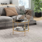 Beistelltisch, modernes Design, 2 Etagen, ?60x43H cm, Goldton