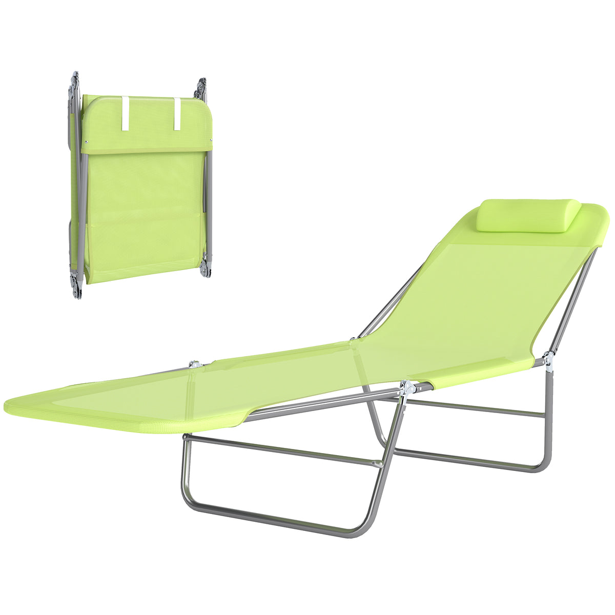 Single Folding Sun Lounger - Green