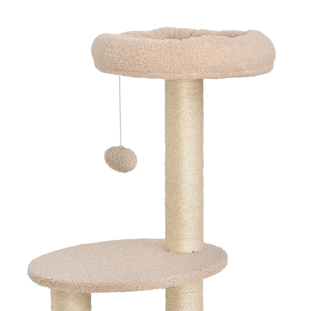 Kratzbaum 148 cm hoch Katzenbaum mit Höhle, 4 Spielzeuge, Sisalstämme, große Plattform, mehrstöckig für Katzen bis 5 kg
