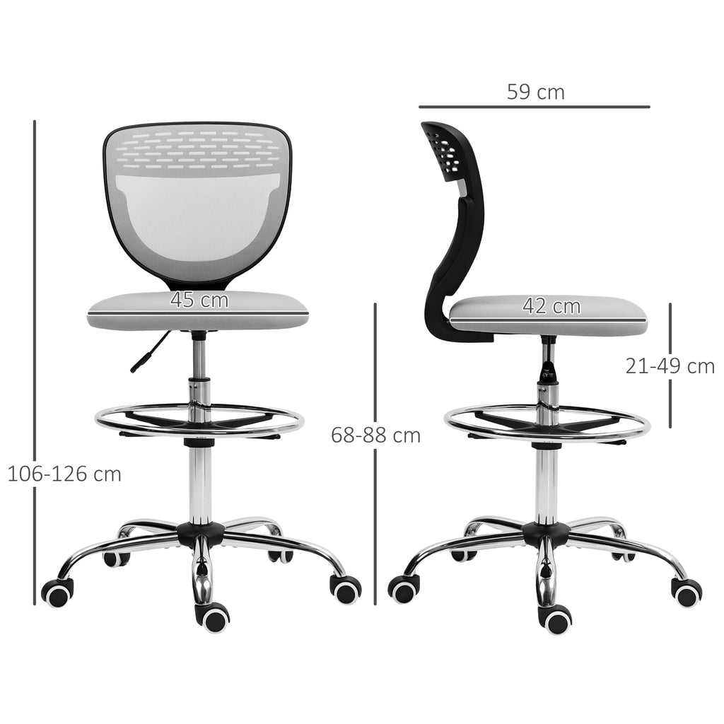 Bürostuhl, Arbeitsstuhl, Schreibtischstuhl, höhenverstellbar, gepolstert, Hellgrau