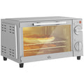 Minibackofen, 9 L Mini-Ofen mit Backblech, Grillrost, mit einstellbarer Temperatur und Garzeit, Edelstahl, Silber