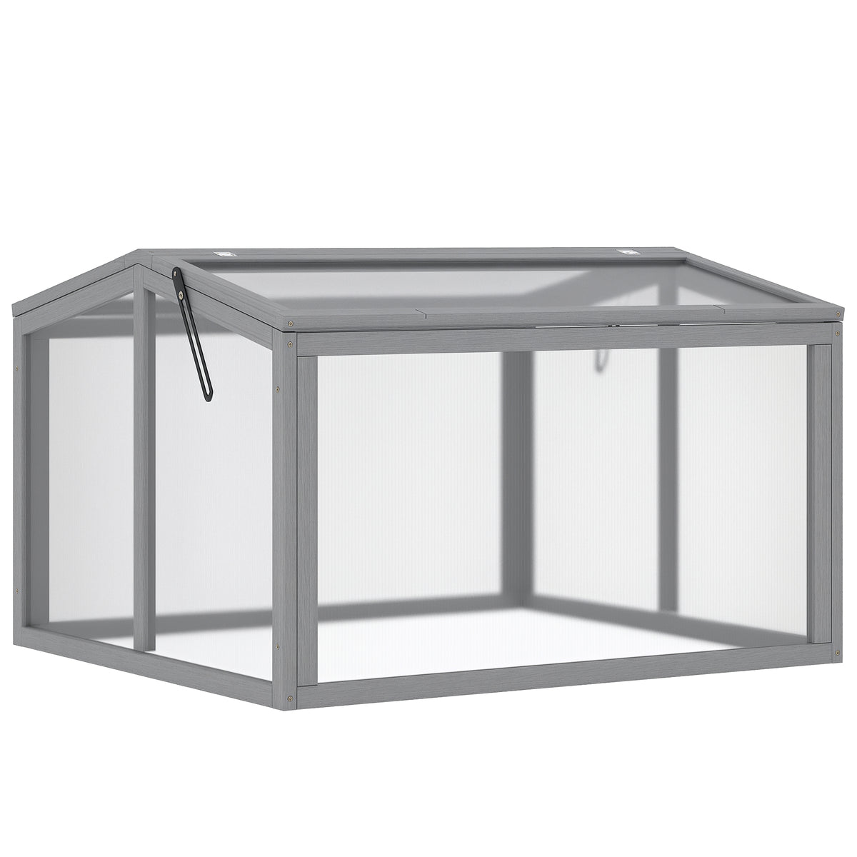 Frühbeet Treibhaus Gewächshaus Frühbeetkasten Pflanzenbeet mit Abdeckung aus Holz und Polycarbonat wetterfest Hellgrau 90 x 80 x 58 cm