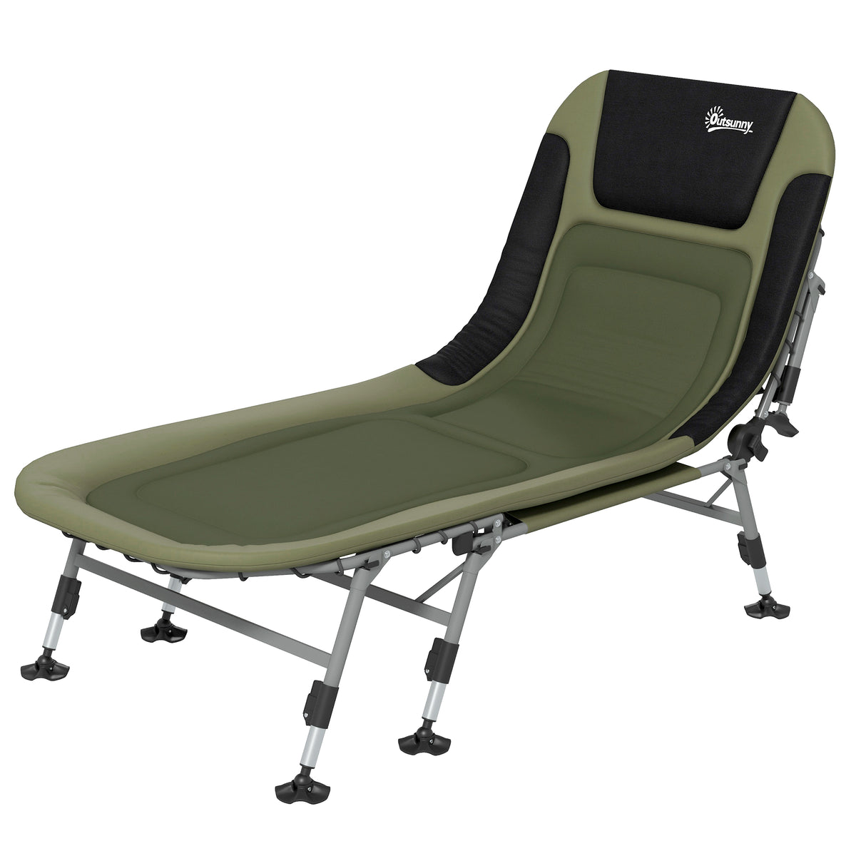 Campingliege Campingbett Feldbett, 200 x 85 x 40-55 cm, Grün