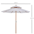 2.7m Elegant Wooden Frame Parasol Umbrella - White