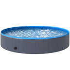 Foldable Dog Pool for Puppies and Ducks Dog Paddling Pool Bath Tub, Dark Grey, 160 x 30cm