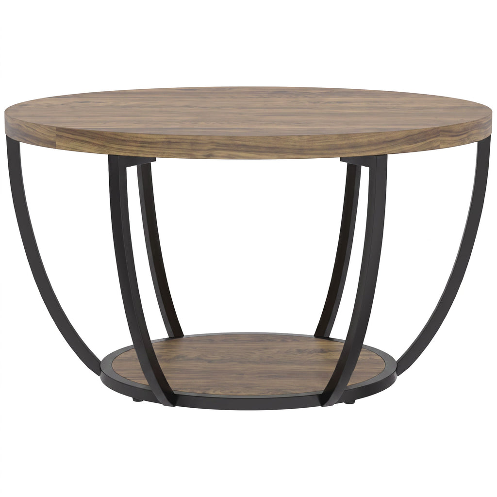 Couchtisch mit 2 Ebenen, Wohnzimmertisch 80 x 80 x 43,8 cm, Braun/Schwarz
