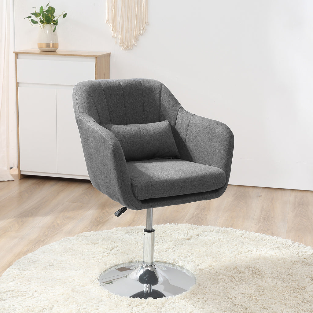 Drehstuhl, höhenverstellbarer Bürostuhl, leinenartiges Polyester, Metall, 60 x 60 x 79-91 cm, Dunkelgrau