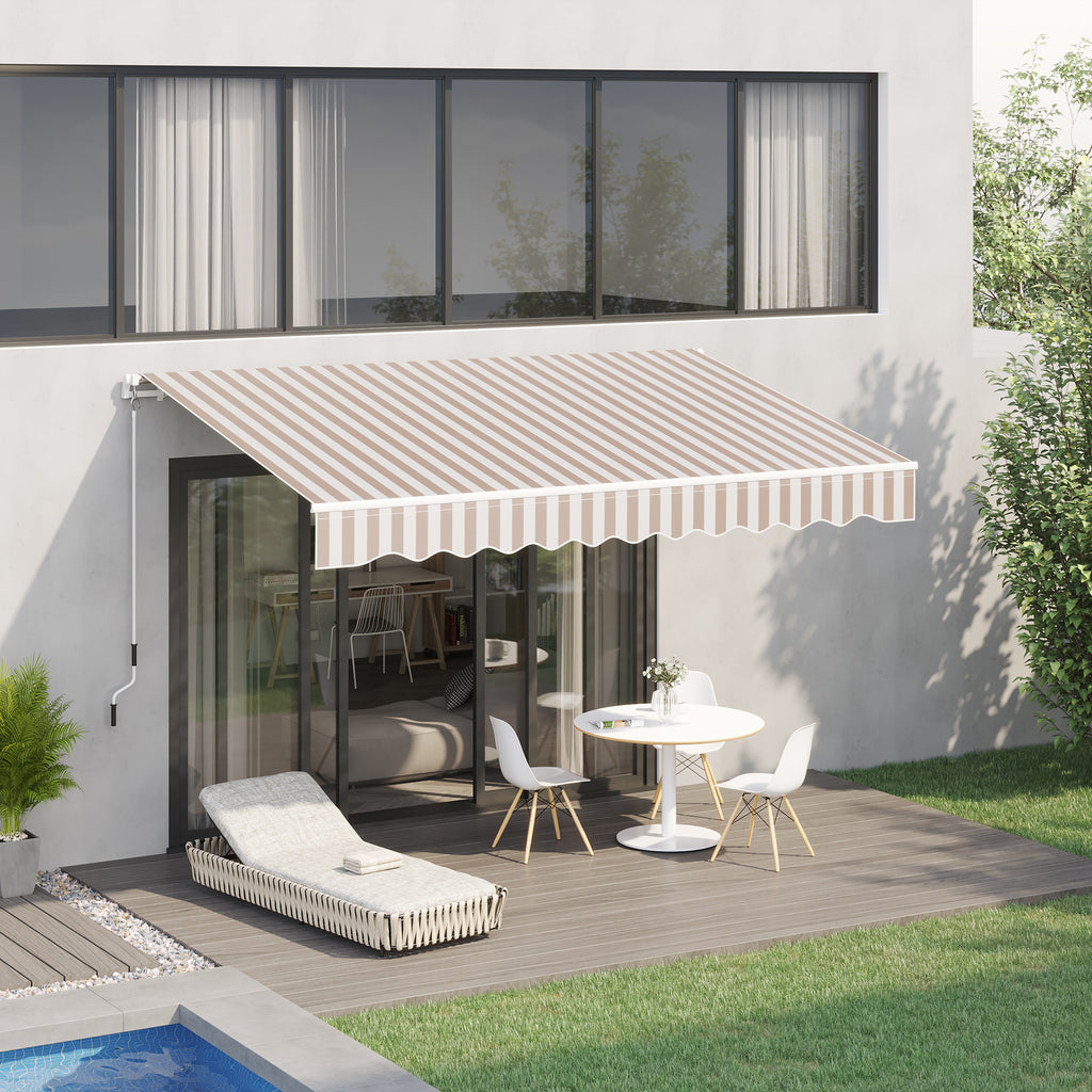 Markise mit Handkurbel, Gelenkarmmarkise, Sonnenschutz, Wandmontage, Balkon, Alu Berge 3 x 2,5 m