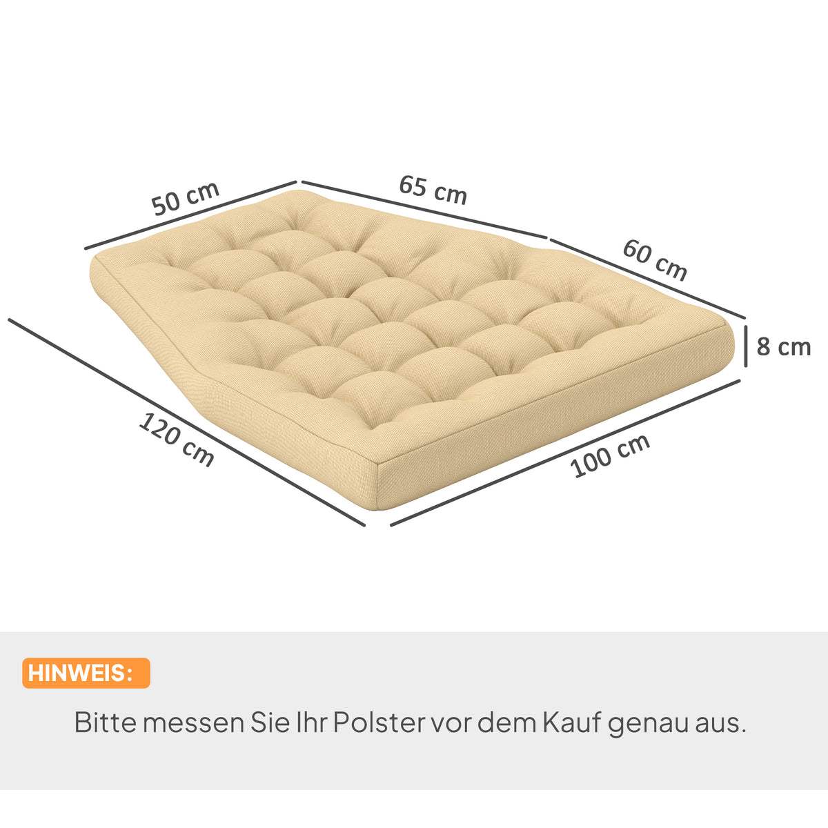 Sitzkissen, Außensitzkissen für Hängekorb und Schaukelstühle, Outdoor-Polsterkissen, Beige