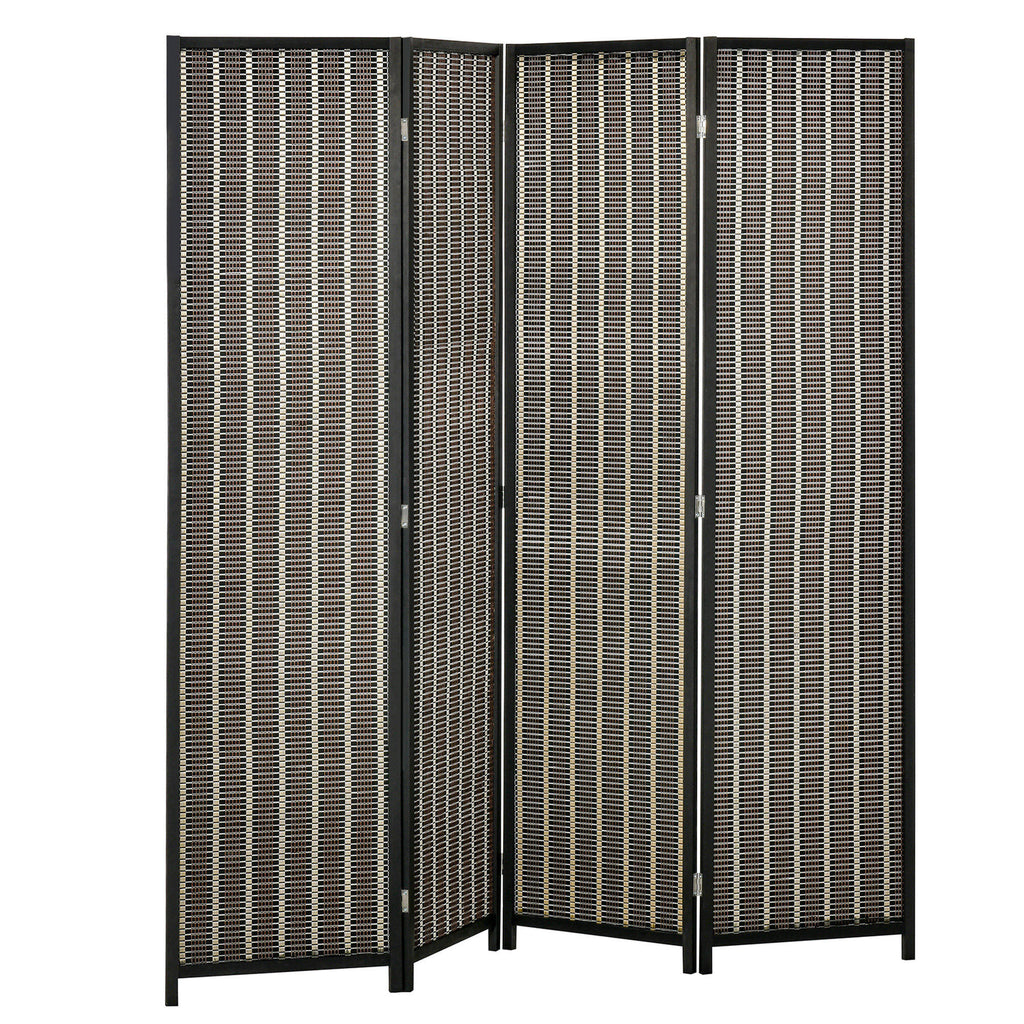Raumteiler, faltbar, Kiefernholz/Bambus, 180 x 180 cm, Braun/Schwarz