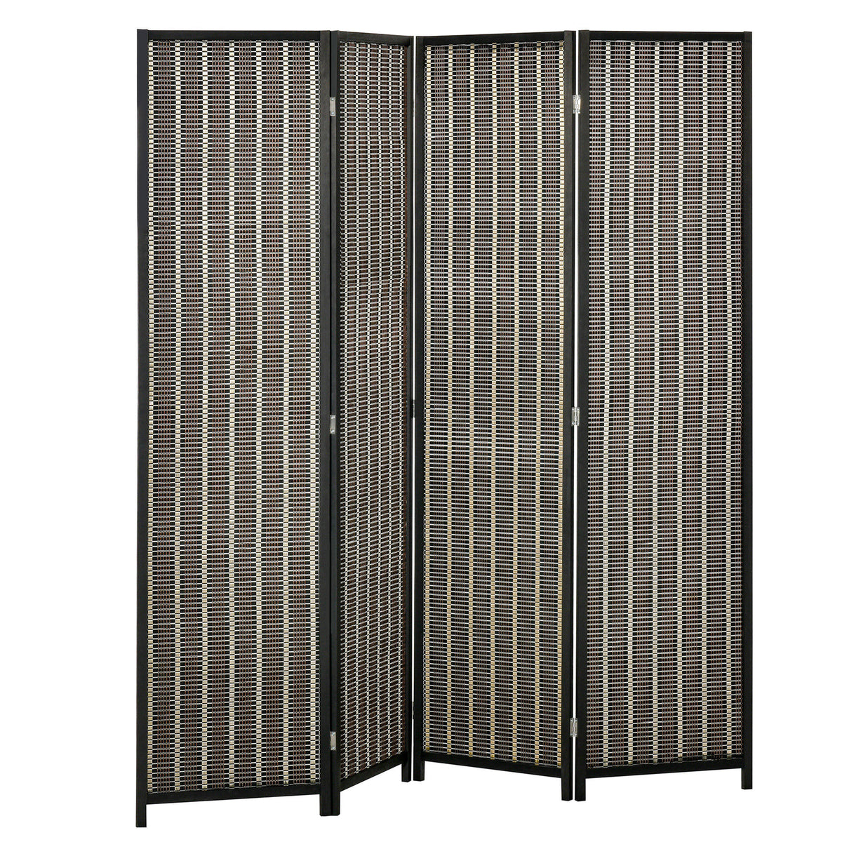 Raumteiler, faltbar, Kiefernholz/Bambus, 180 x 180 cm, Braun/Schwarz
