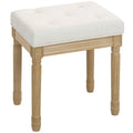 Leinen Sitzhocker, Polsterbank, Fu?bank mit gepolstertem Sitz, Holzbeine, 42 x 32 x 46,5 cm, Beige
