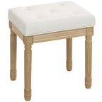 Leinen Sitzhocker, Polsterbank, Fu?bank mit gepolstertem Sitz, Holzbeine, 42 x 32 x 46,5 cm, Beige