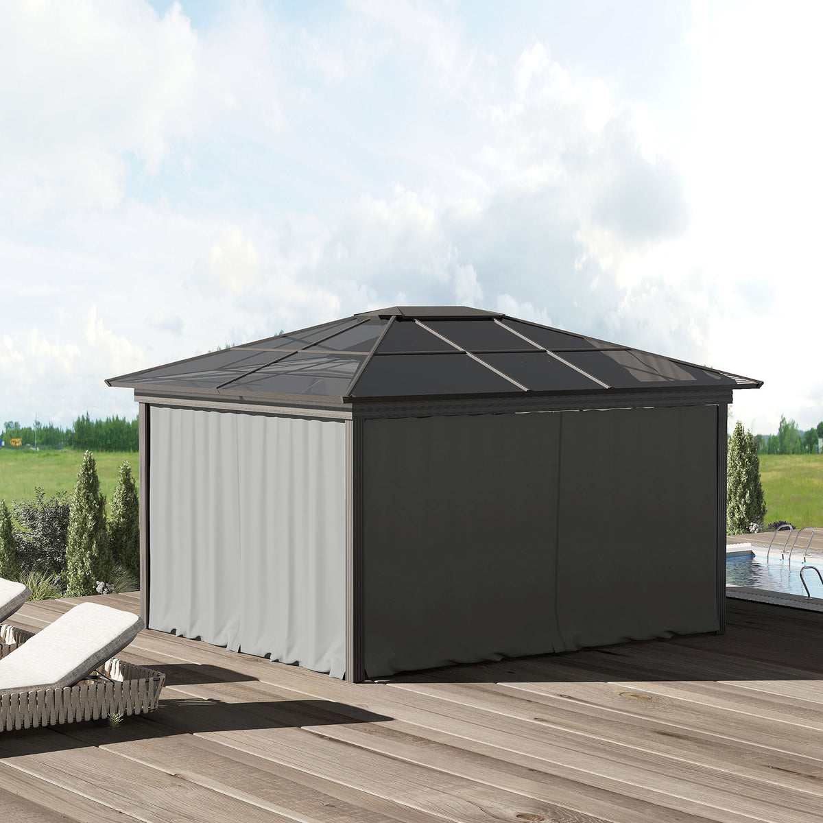 Set of Four 3 x 3m Gazebo Replacement Walls - Light Grey