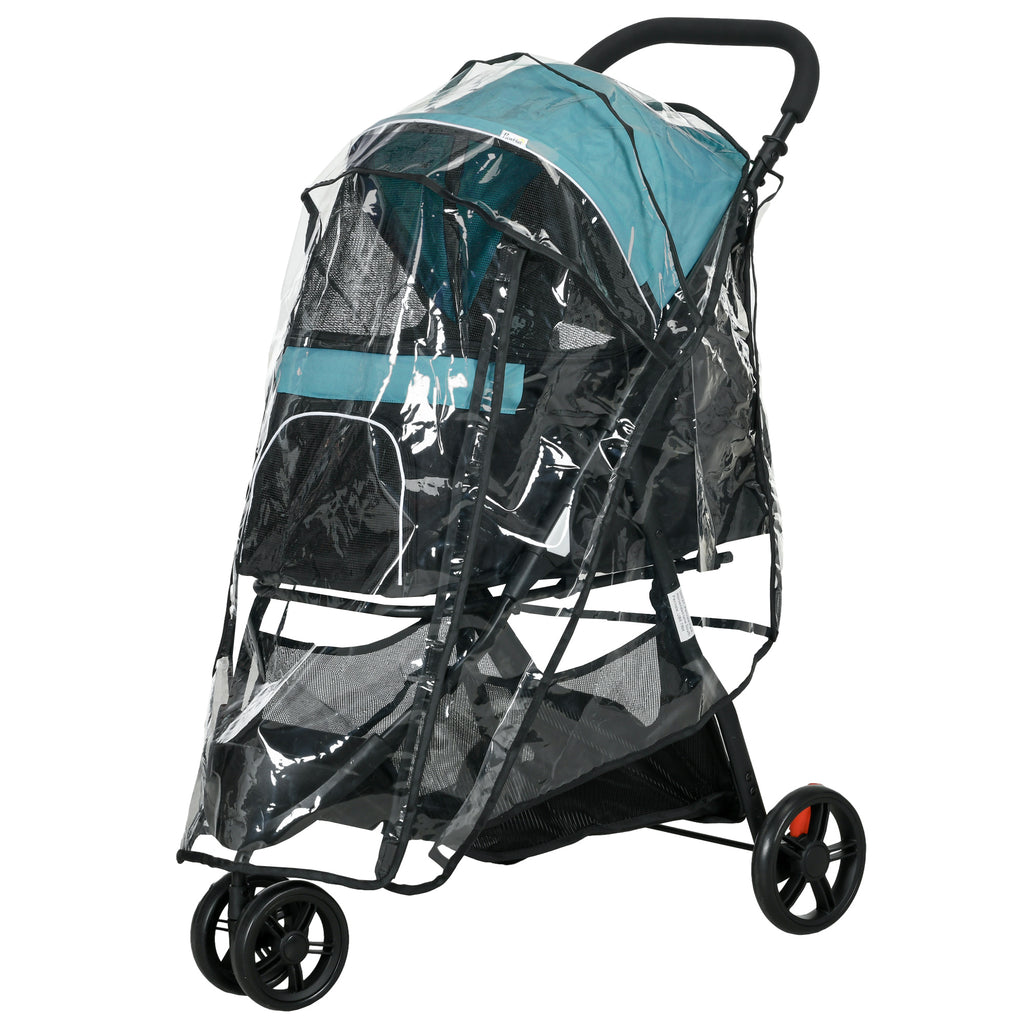 Foldable Pet Stroller w/ Rain Cover, for XS Dogs, S Dogs - Dark Green