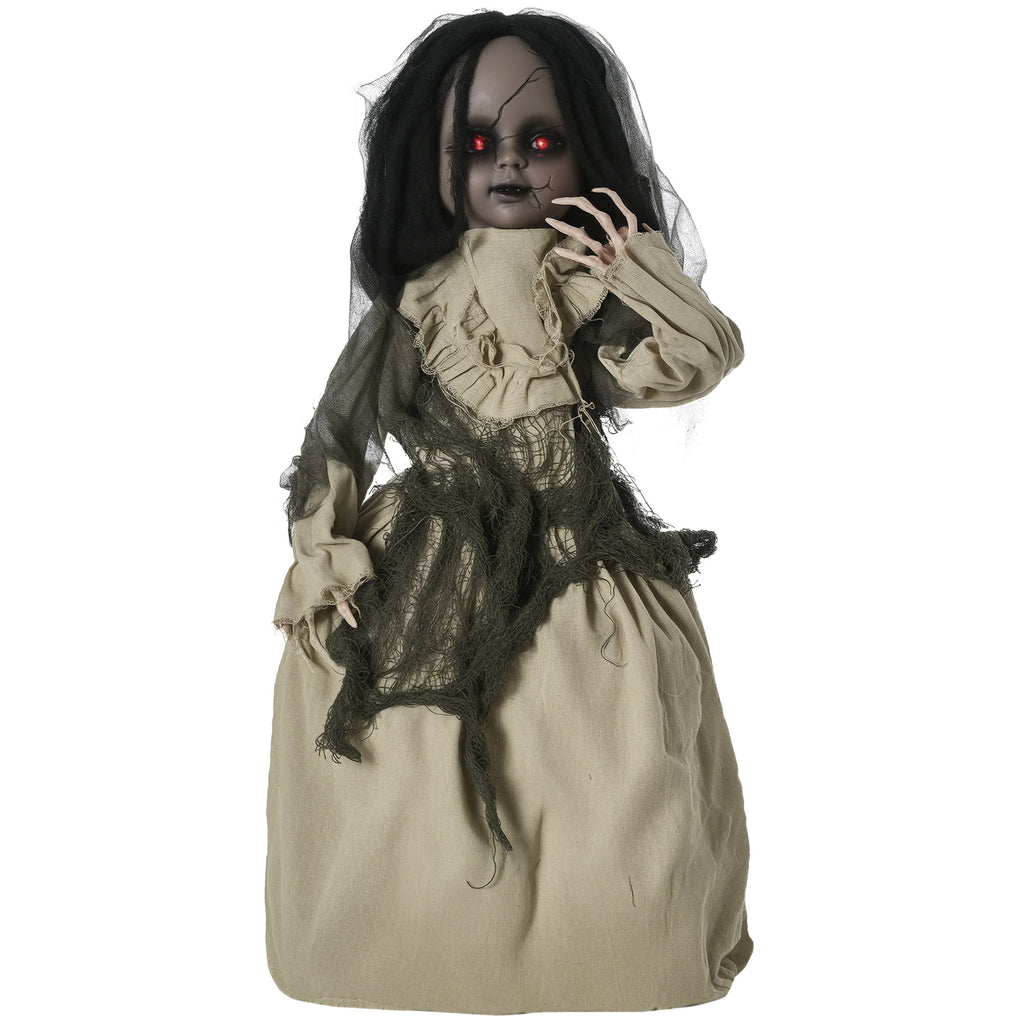 Halloween Dekoration Geisterpuppe mit Spezialeffekten und Soundfunktion 80 cm x 23 cm x 83 cm