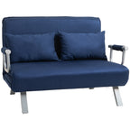 Schlafsofa, 5-fach verstellbar, Wildlederimitat, Metallrahmen, inkl. Kissen, Marineblau