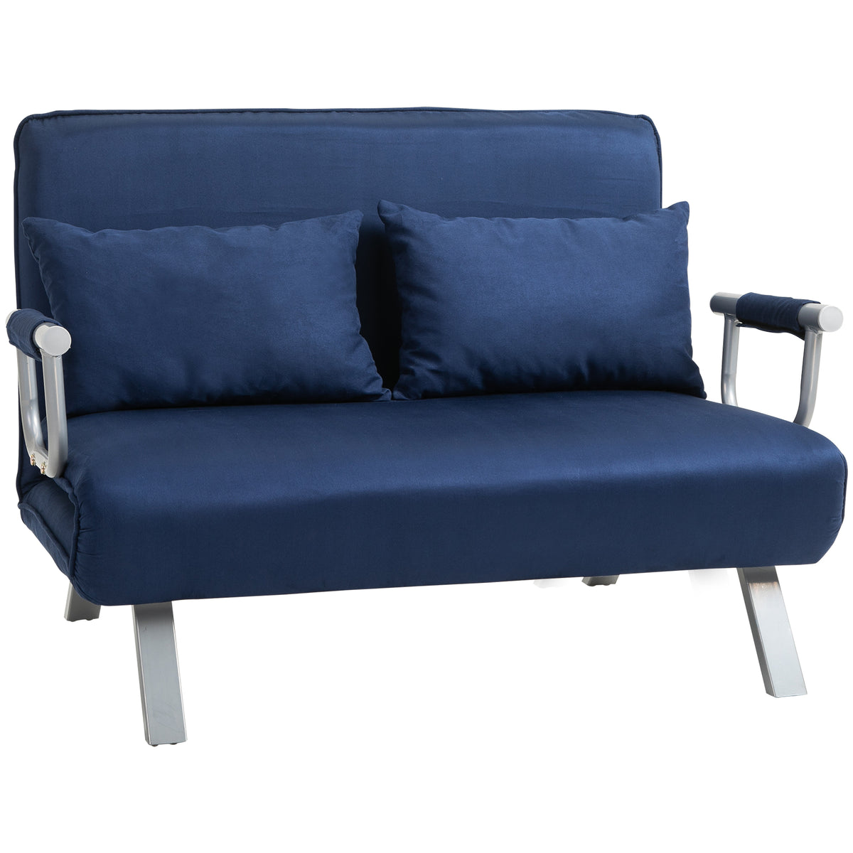 Schlafsofa, 5-fach verstellbar, Wildlederimitat, Metallrahmen, inkl. Kissen, Marineblau