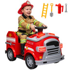 Feuerwehrauto, Elektro-Kinderauto, max. 3 km/h, Sirene, Blaulicht, Werkzeuge, für Kinder 3-5 Jahre