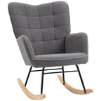 Schaukelstuhl im Retro-Design, Massivholz, Sessel, Relaxsessel, 98 cm x 71 cm x 101 cm, Dunkelgrau