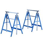 2er Set Arbeitsbock Belastbarkeit bis 200 kg klappbar Sägebock höhenverstellbar 80-130 cm Gerüstbock aus Stahl Unterstellbock Klappbock Stützbock Blau