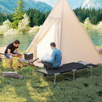  Feldbett faltbar Campingbett mit Kissen Tragetasche 183 x 66 x 33 cm Gästebett bis 114 kg Campingliege für Erwachsene Klappbett für Indoor, Outdoor, Garten Camping Reisen Schwarz