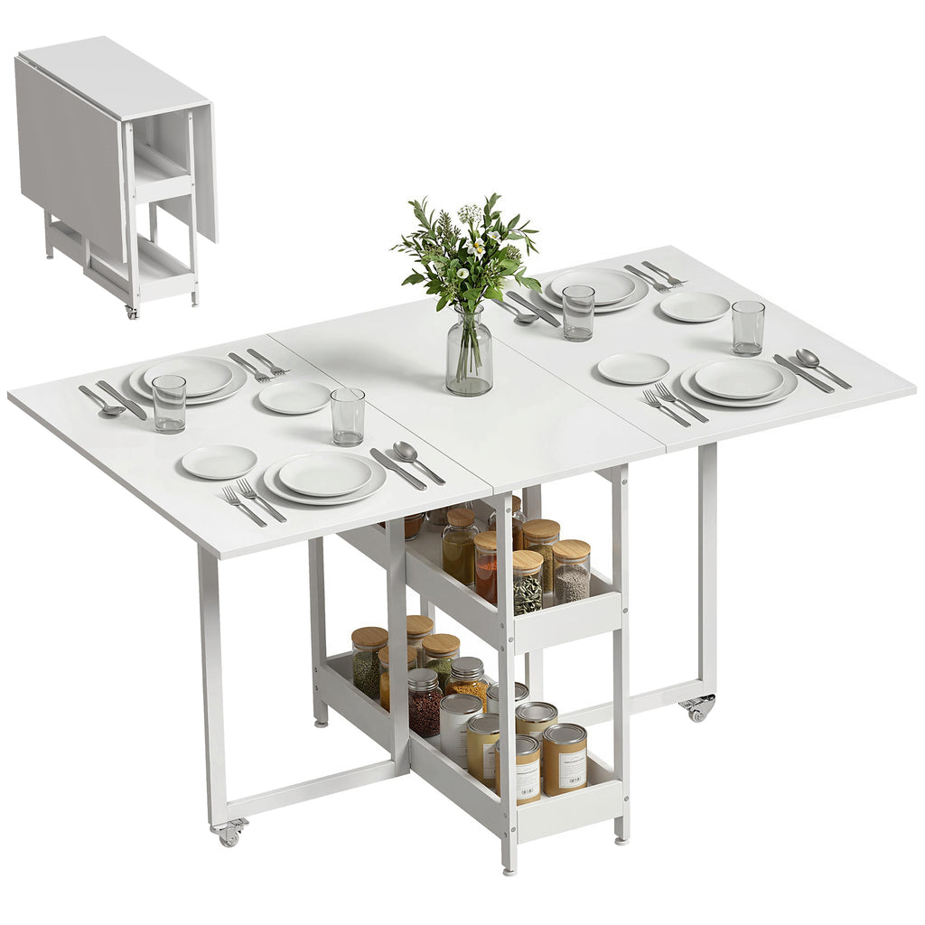 Four-Person Drop Leaf Table - White