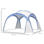 Event Shelter 3,5 x 3,5m Pavillon mit Haken Tür Wasserabweisend winterfest Gartenpavillon Hellblau