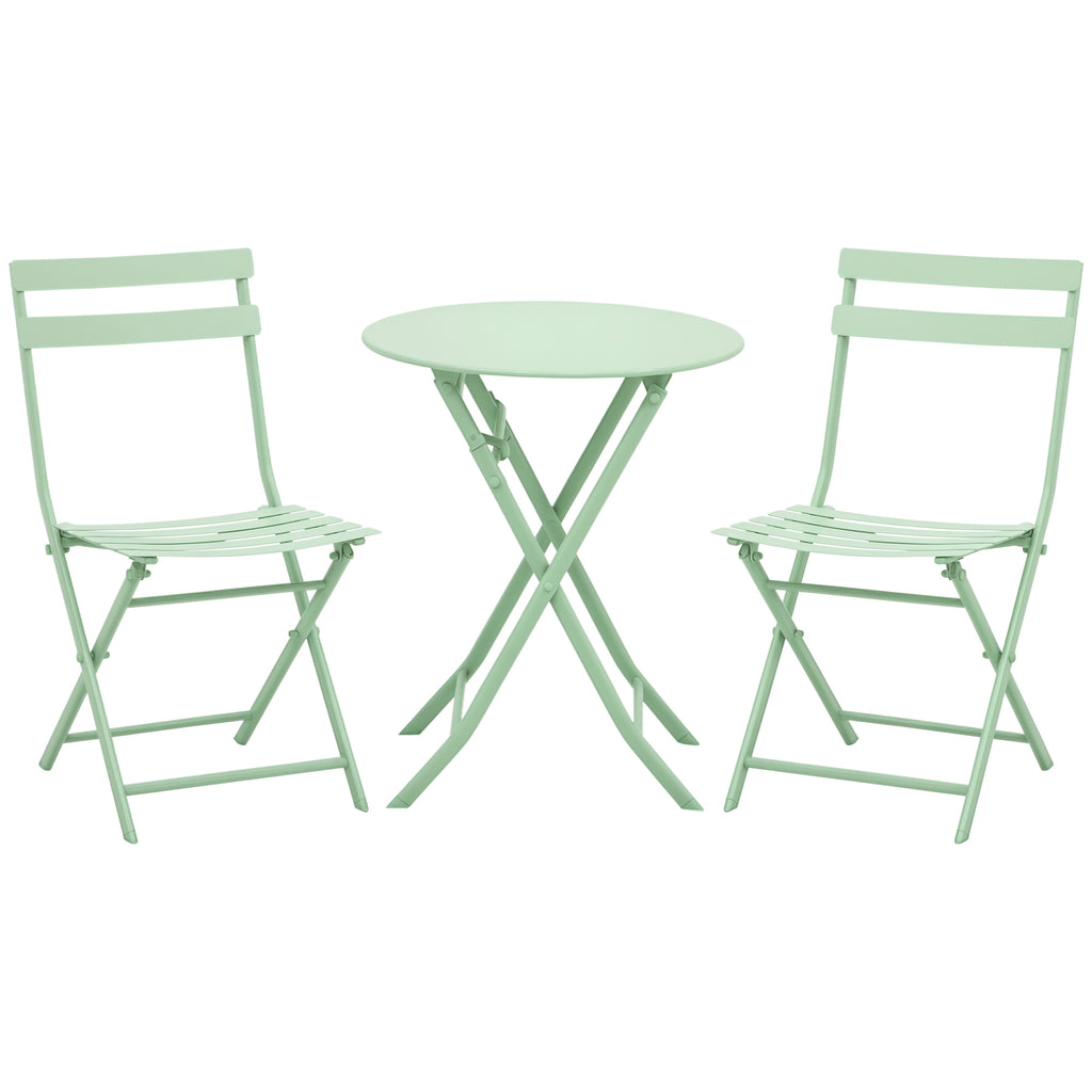  Gartenset für 2 Personen Garnitur Balkonmöbel Set Bistrotisch mit 2 Stühlen  für Hof Garten klappbar Grün