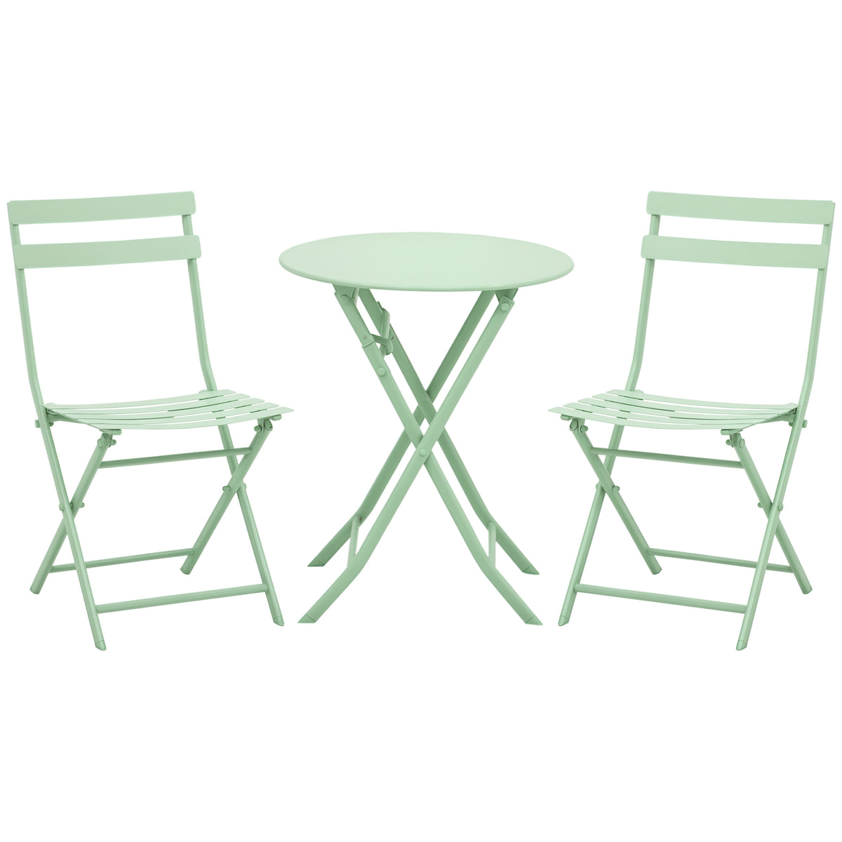  Gartenset für 2 Personen Garnitur Balkonmöbel Set Bistrotisch mit 2 Stühlen  für Hof Garten klappbar Grün