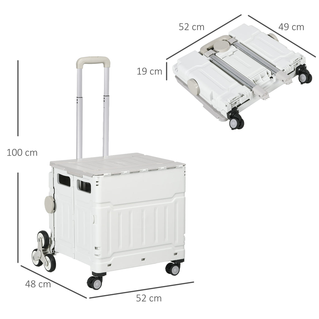 Einkaufstrolley Treppensteiger Mobile Transportbox, klappbar, Teleskopgriff, bis max. 65 Kilo belastbar, Wei?