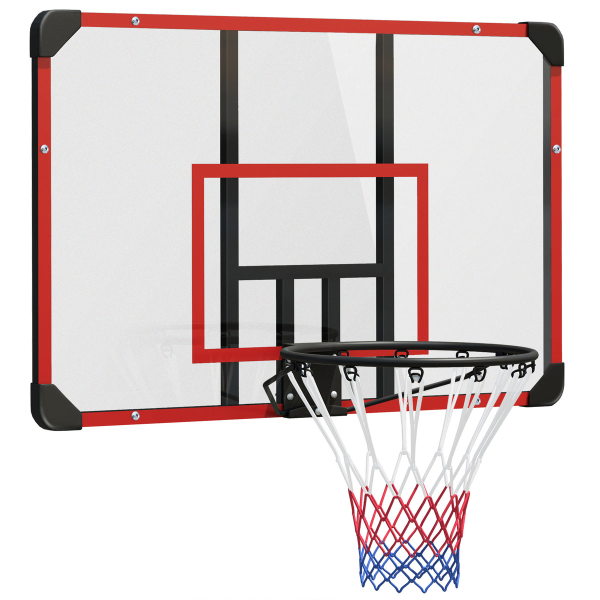 Basketballkorb für Wandmontage, Innen/Außen, robuste PC-Rückwand, Nylonnetz, Stahlring, 113x61x73 cm