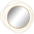 Metal Wall Art 65cm Modern Decorative Mirror Decor for Living Room Bedroom Dining Room, Gold Tone