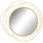 Metal Wall Art 65cm Modern Decorative Mirror Decor for Living Room Bedroom Dining Room, Gold Tone