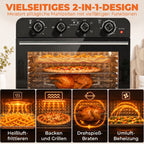 Heißluftfritteuse 36 Liter Mini Backofen mit Umluft, Backblech, Rost