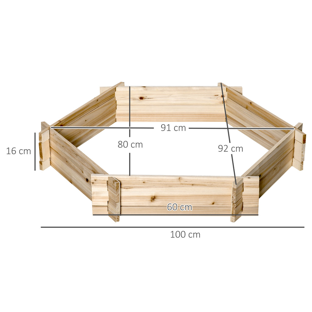 Hochbeet sechseckig DIY Pflanzkübel Pflanzkasten aus Holz für Garten Balkon Natur 100 x 92 x 16 cm